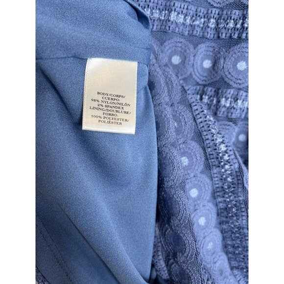 Ann Taylor Petite XS Blue Lace Blouse 3/4 Sleeve Work Top - Picture 4 of 12